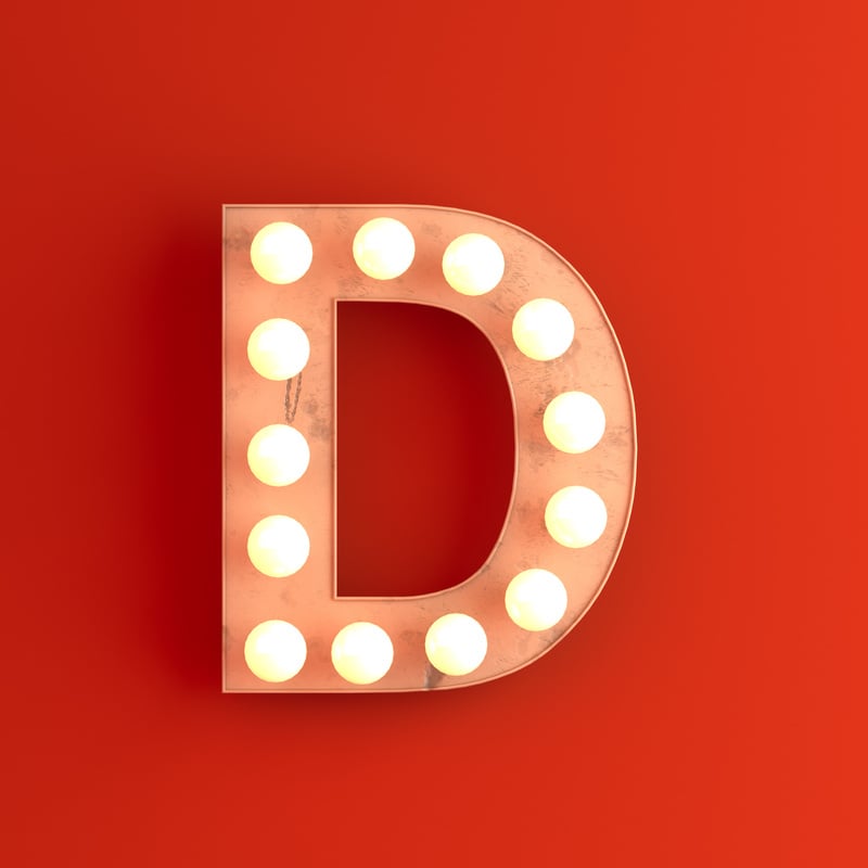 cinema movie theatre illuminated letter D